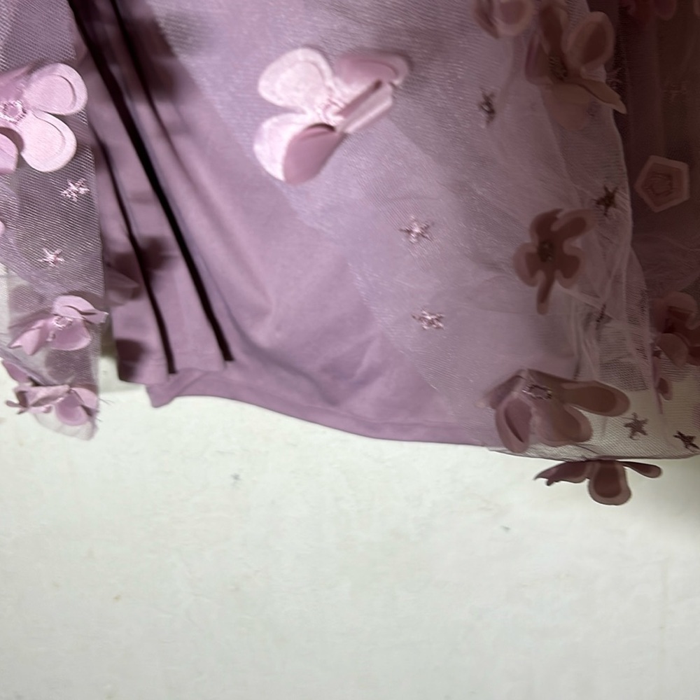 Trixxi Mesh Organza Floral Babydoll Mini Dress Deep Lilac Size Small - Picture 6 of 8